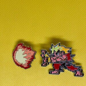 Retro 8 Bit Ken Street Fighter 2 piece enamel pin fitted cap lapel pin
